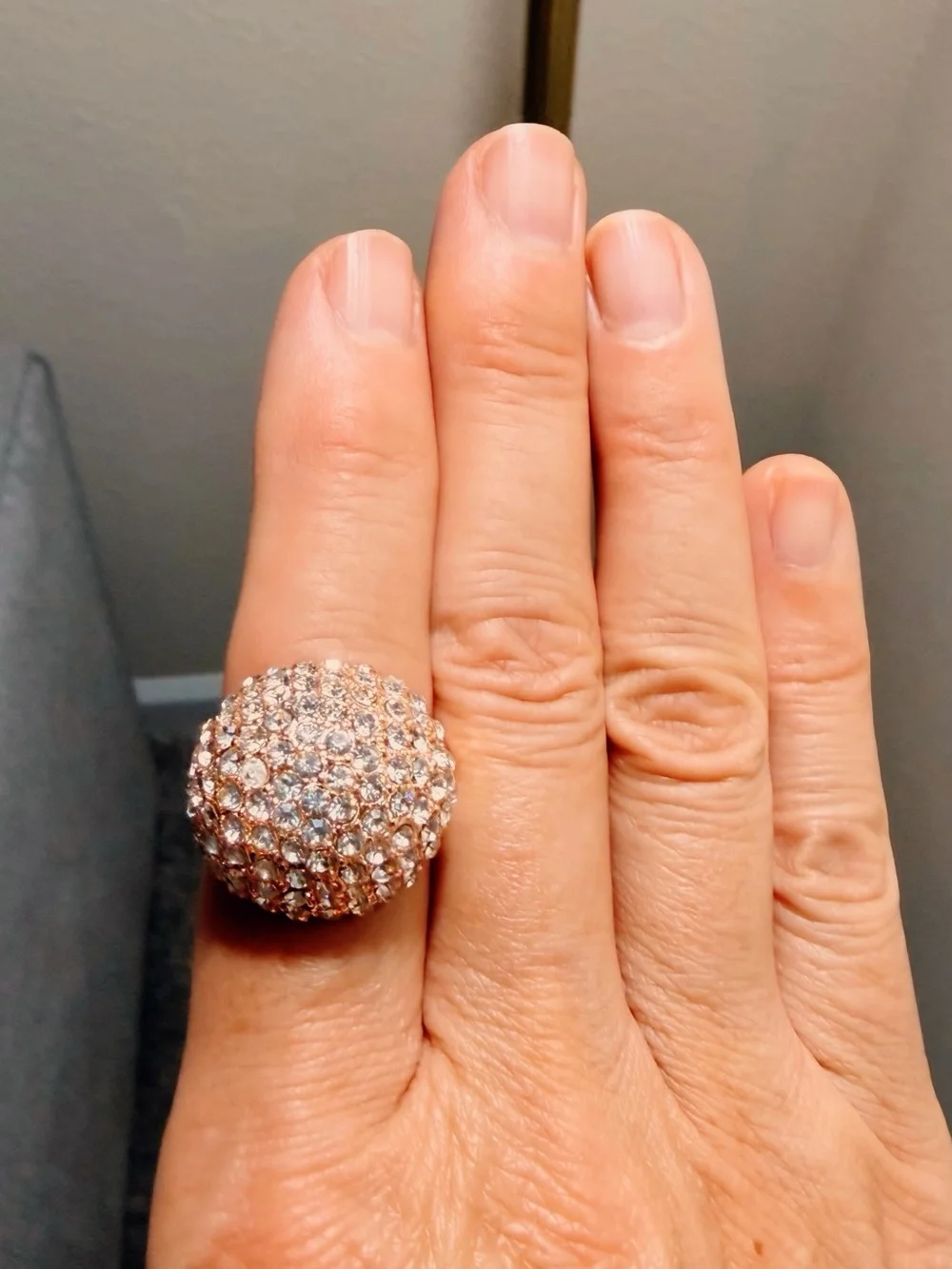Thalia Sodi Rose Gold Pave Dome Ring with Clear Crystals